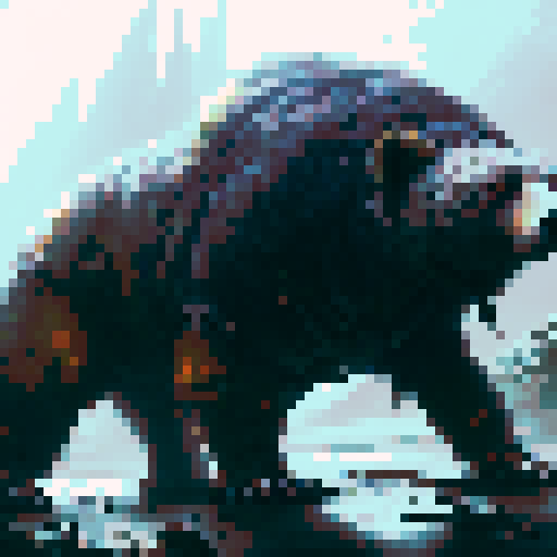 Bloody, undead bear with a missing jaw, prowling through a fantasy RPG world