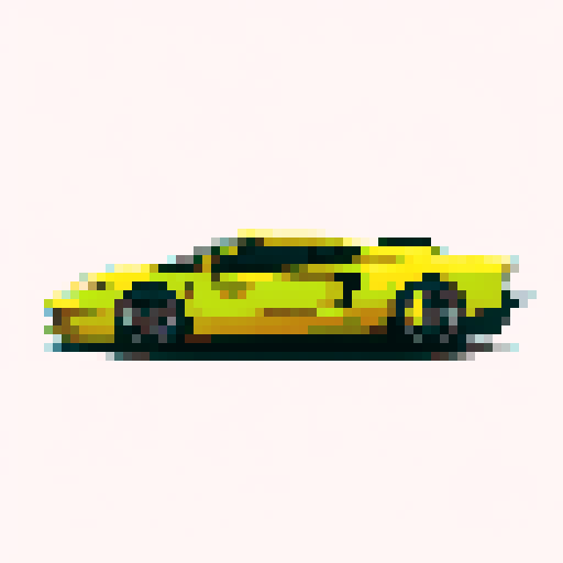 Yellow symmetrical Lamborgini shot from above the hood, smoke from under the rear wheels, logo