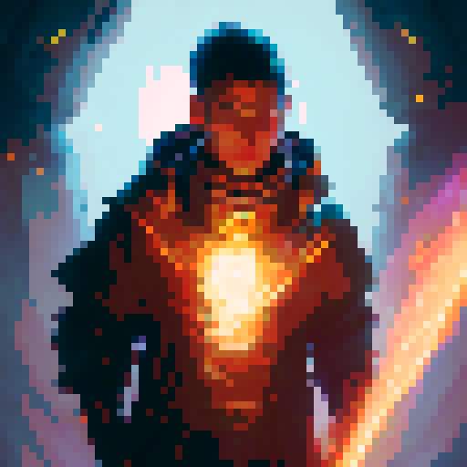 Red-robed wizard casting a lightning bolt amidst swirling fiery glyphs