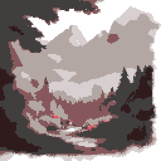 Create a landscape of a man overlooking a vast forest with mountains in the back ground