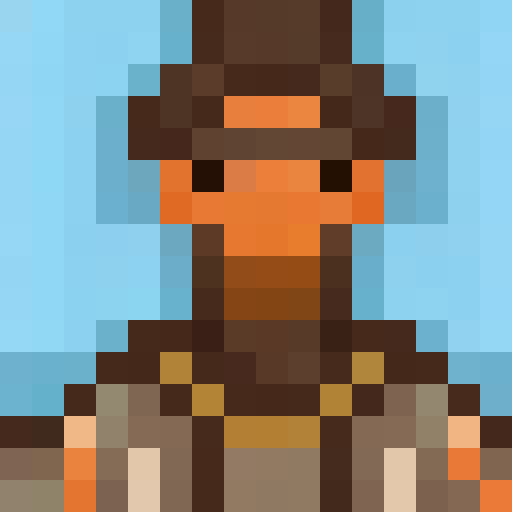 cartoon weasel, game icon, 16x16, pixel art, close up, portrait, expressive eyes, mischievous smile, fluffy fur, pointy ears, whiskers, vibrant colors, exaggerated features, playful pose