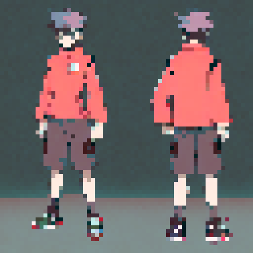 red and black clothed man