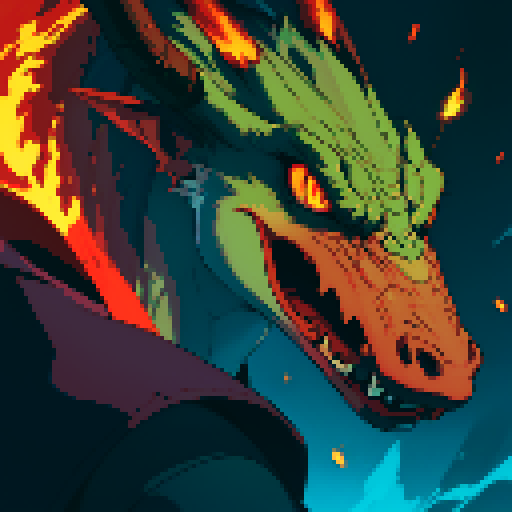 Dragon breathing fire, fire breath, flames