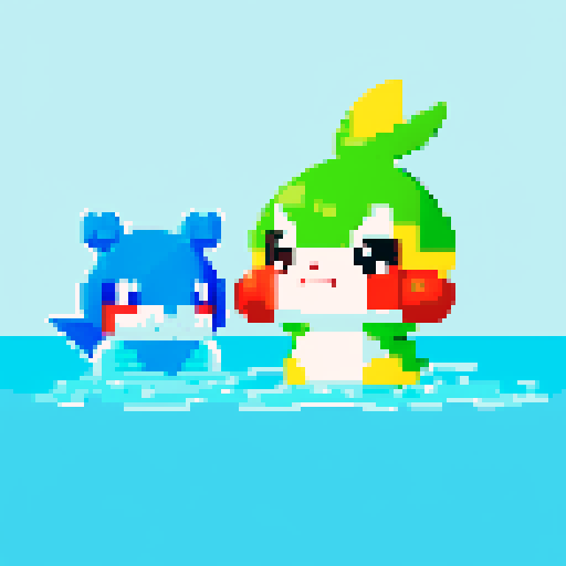 Pokemon style water type starter, no background, cute