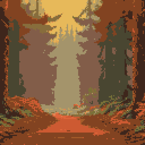 misty redwood forest in autumn golden hour warm lighting 