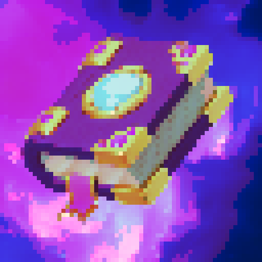 A mystical tome bound in deep violet, its ornate golden corners adorned with gleaming pink gemstones. A luminous blue crystal rests at its heart, radiating arcane energy, while a satin ribbon bookmark peeks from its enchanted pages. Rendered in a vibrant, fantasy-inspired digital painting, floating against a cosmic nebula, captured in a mesmerizing close-up portrait.