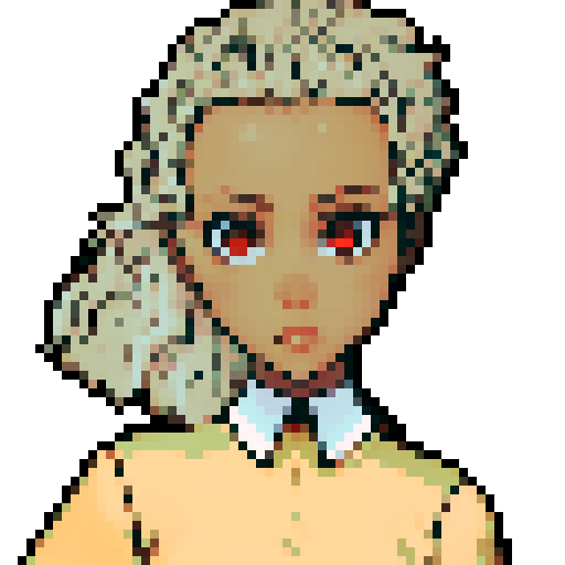 Teenage black girl with light brown hair and red eyes