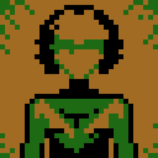 Cute girl with longer green hair, black shade on scalp, brown eyes, dark clothes, pale skin, oval elegant glasses, lip piercings