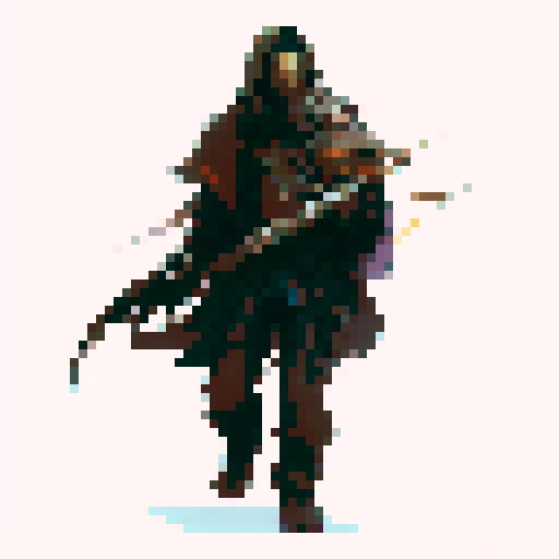 cloaked bandit wielding a bow