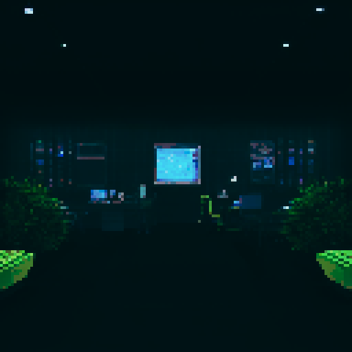 Setting is anywhere with computer(bedroom desk place, classroom, etc.) 
Incorporate bright neon colors(not limited to: blue, purple, pink) and darker counterparts to imitate gamer aesthetic. 
While the setting is heavily computer themed(pc, keyboard, wires, etc.) also include materials that give it an academic look(not limited to: pens, loose leaf paper, notebooks, textbooks, etc.) 
The work place is slightly cluttered but in a somewhat organized way; a pretty mess.
No people
