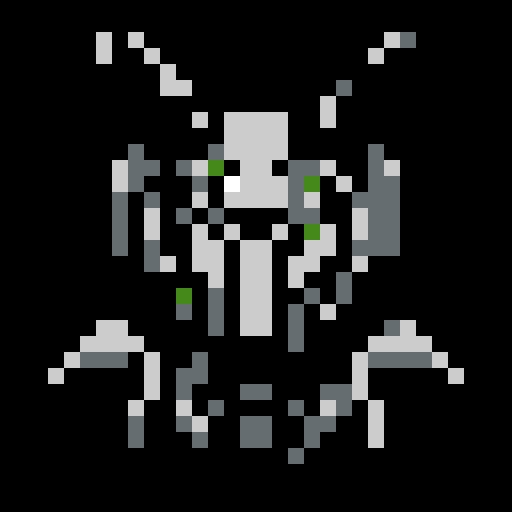 praying mantis helmet, retro 8-bit, intricate detailing, sharp angles, pixel art, background black
