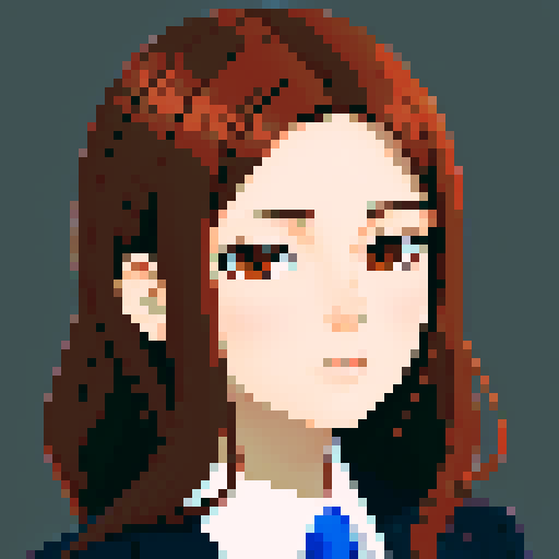 bust, secretary, middle-part hair, young female, suit, brownhair