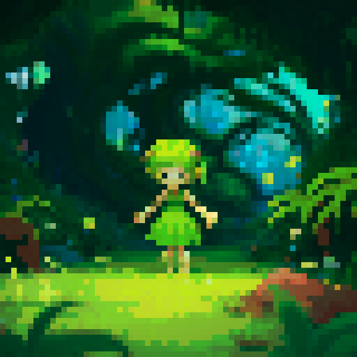 grass in green colour make it detailed and beautiful, it goes with a red platform, but only make the grass sprite not the platform. it should be some plant that looks somewhat ethereal and alien, it should be something that grows in a cave. so beautiful and ethereal - like in avatar movie for example - but green #00FF80