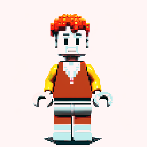 lego pixel, vibrant colors, blocky shapes, small plastic bricks, isometric perspective, retro video game, low resolution, 8-bit graphics, sharp edges, square grid, limited color palette, nostalgic feel, brick-built characters, iconic lego logo, digital recreation, detailed textures, crisp lines, simplified forms, nostalgic gaming vibes