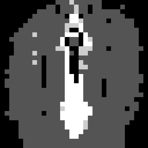astronaut with a tie, black and white, monochrome, close-up, skill art, game icon, 32x32 pixel art, sRGB, portrait