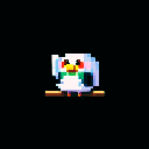 pixel art, sRGB, large wooden sign, "Welcome to DemoPenguin"