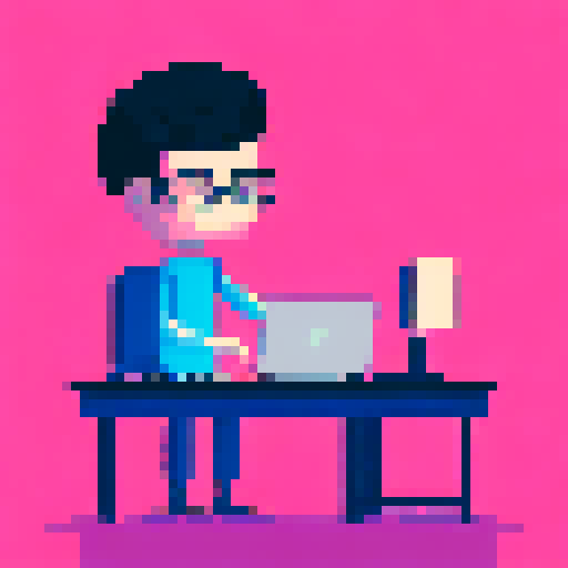 Create a person on a computer desk working.