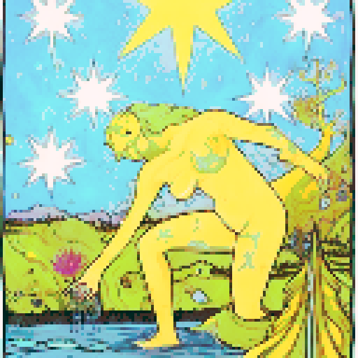 The tarot card The Star in an aquatic style featuring a queen mermaid with a crown in a medieval dark style, surrounded by glowing starfish underwater. The scene should be illuminated by ethereal star-like lights, symbolizing hope and clarity. The crown should shimmer with starlight, enhancing her majestic presence