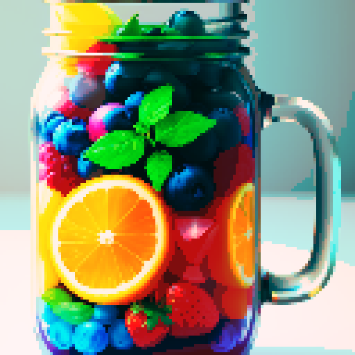 mason jar with rainbow drink and fruits inside