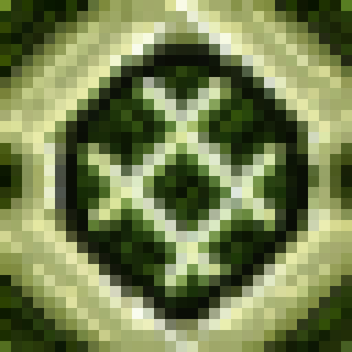 Vines spell for druid class, featuring twisting tendrils, vibrant green leaves, and intricate roots, rendered in a minimalist pixel art style.