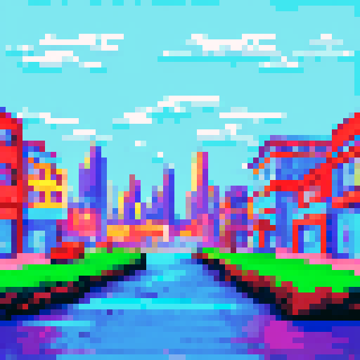 city view, by the water, by night