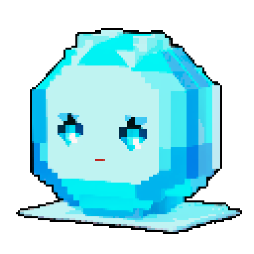 An exquisite, crystalline slime with a diamond-like structure. It has gleaming, sharp edges, radiant eyes, and a serene expression. The body reflects and refracts light beautifully. No background.
