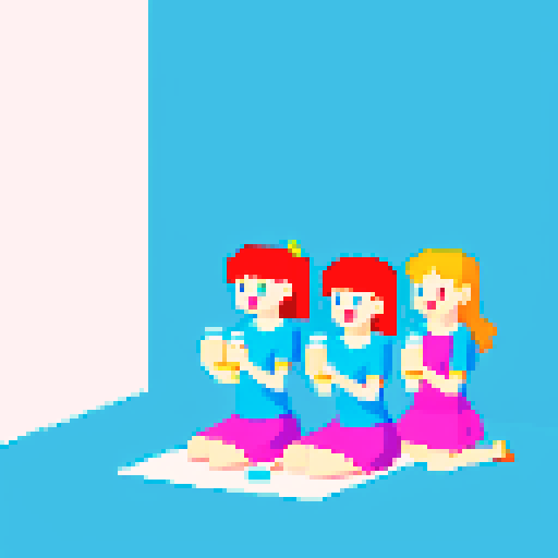 several girls drinking water together