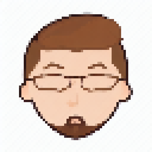 Man, winking, one eye open, one eye closed, smiling, glasses, brown eyes, brown beard on chin, no moustache, no beard on cheeks