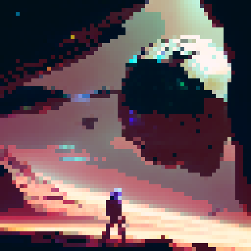 Futuristic, sleek, and metallic. 

        "A cyborg space warrior with a laser sword clashes against a swarm of insectoid aliens in a neon-lit asteroid field."