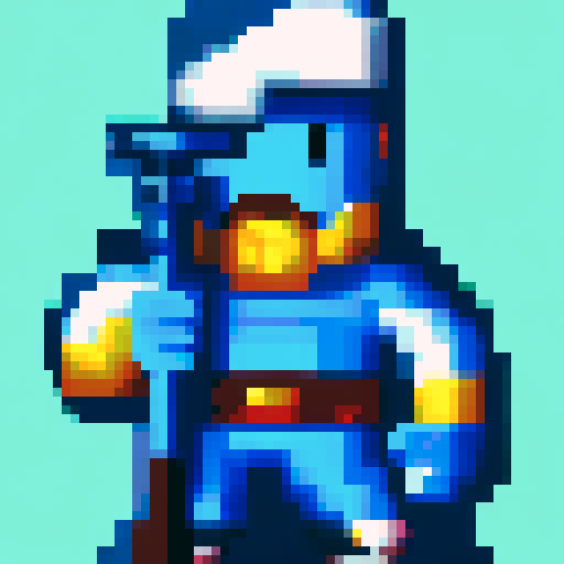 A viking warrior standing with his axe. He wears blue painted gear.