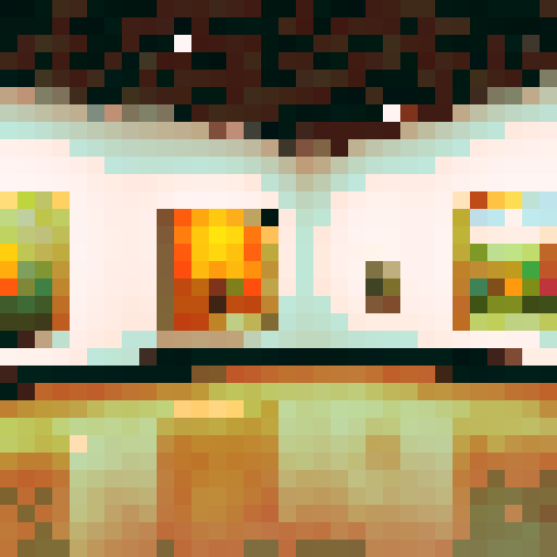 a cozy art gallery with several paintings in view. a few small music notes notes are coming from a small sound system speaker barely visible in the corner