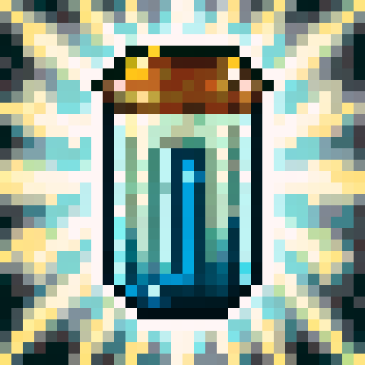 beer bottle cap item, game icon, 32x32 pixel art, sRGB, skill art, close up, portrait, metallic texture, embossed logo, vibrant colors, glossy finish