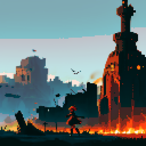 war background, battlefield, warfare, dark, red, orange, black, destroyed town