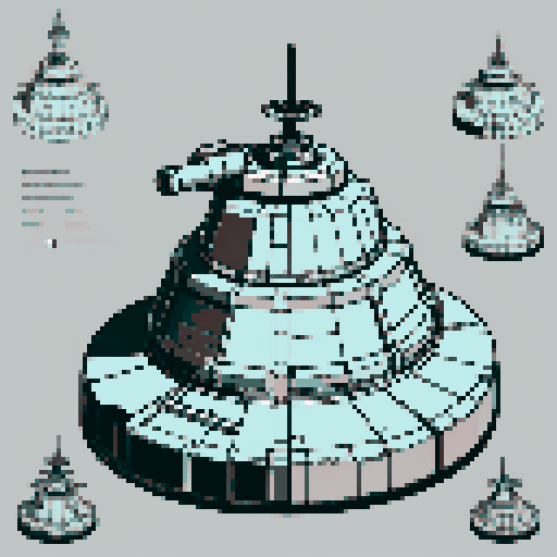 I want a copper structure reminiscent of the base of a gun turret, seen from a head on two dimensional perspective. The design should be relatively simple. I also want this object usable as an asset in a videogame, meaning only one object per image, outlined with a strong black stroke, on a solid-color background.