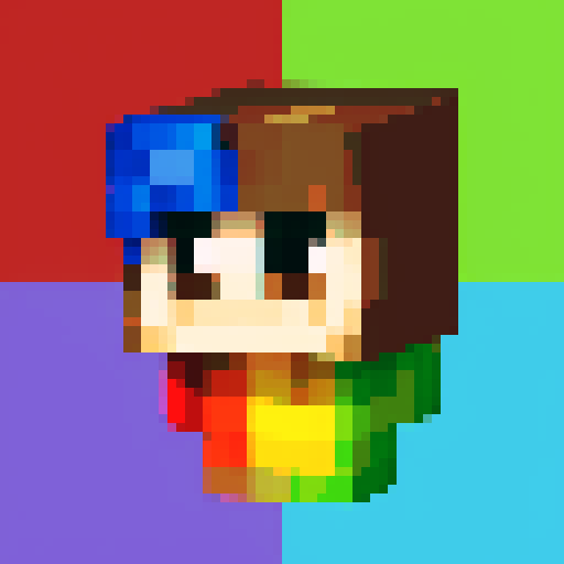 minecraft style, hey dugee style, badge, primary colours