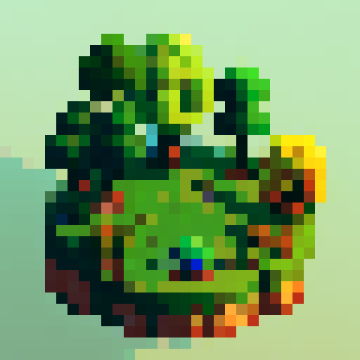 one chestnut tree, in the center, green leaves, brown trunk, fantasy top-down RPG with an orthogonal camera, simple pixel art, green plain platform
