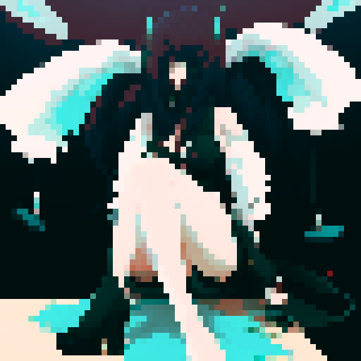 Anime succubus, open toe heels, turquoise painted nails, shoes dangling off feet.