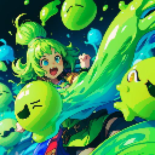 Bouncy slime, slime bouncing, slime splatter