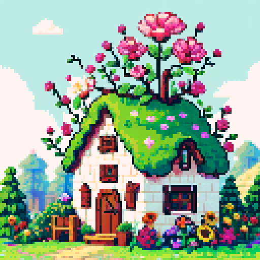 cute cottage pixel art style