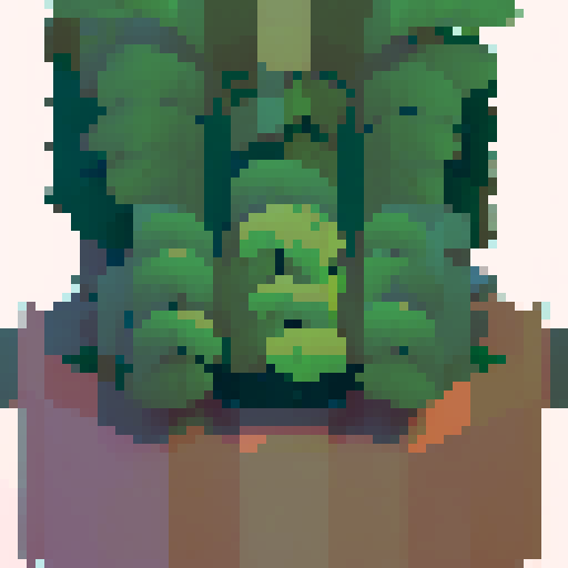 monstera plant, vibrant green leaves, sharp geometric shapes, pixelated texture, contrasting colors, sRGB color space, intricate details, low resolution, retro aesthetic, blocky pixels