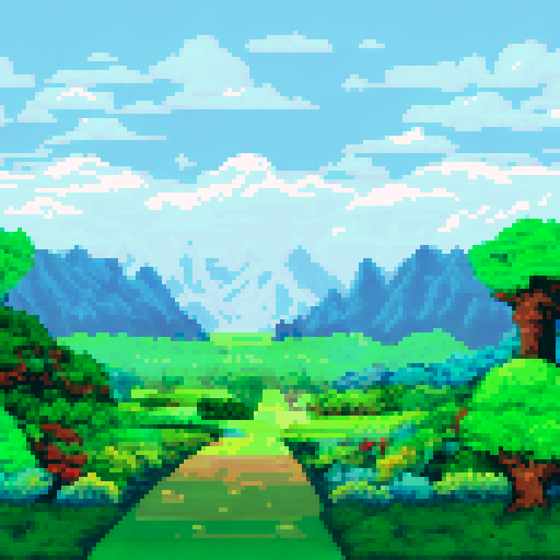 A lush, verdant expanse unfolds beneath a serene sky, showcasing a sprawling canvas of vibrant greenery. Towering trees stand sentinel in the farthest reaches, their canopies weaving a tapestry of rich hues against the horizon. This picturesque scene captures the essence of a tranquil landscape, where the play of light and shadow enhances the intricate details of each leaf and branch, inviting the viewer to immerse themselves in the depth and beauty of nature.