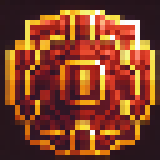 A fiery dragon shield, emblazoned with intricate golden scales and sharp red spikes