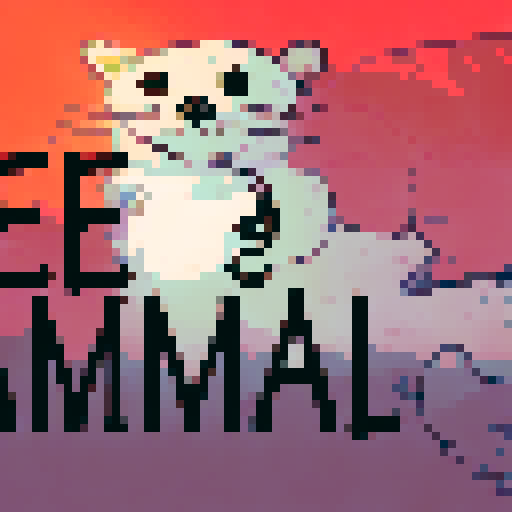 Binturong game icon in classic pixel art style, featuring a close-up character portrait of the furry animal standing proudly on a tree branch, staring directly at the viewer with a fierce yet adorable anime-style expression.