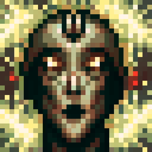 Create a 2D pixel art character for a post-apocalyptic game with a decay theme. The player is a rugged survivor, dressed in tattered clothes and worn-out armor, showing signs of exposure to a decaying world. The character wields makeshift weapons like a rusted blade or a crude gun. The color palette should include muted, earthy tones to emphasize the decay theme.