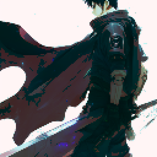 side profile for a character from manga "berserk" names "guts", for a 2d platformer game, background must be lightgreen. character looks like on a reference image