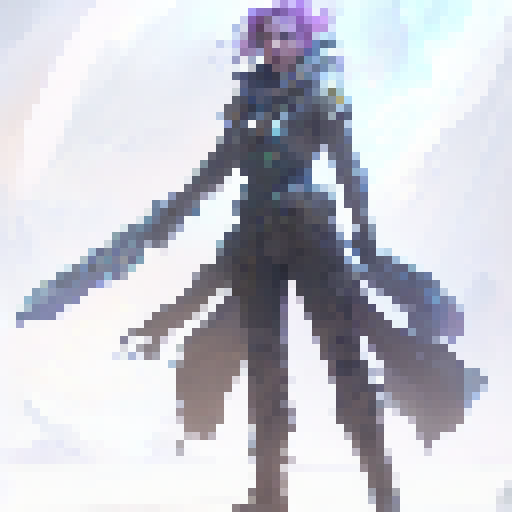 "Isometric view of a fierce Lass from Grand Chase Dimensional Chaser, wielding two glowing swords amidst a chaotic battlefield with smoke and debris scattered around her, while her red hair flows in the wind and her eyes glow with determination."