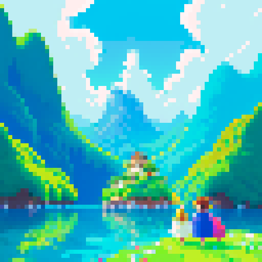 Studio Ghibli's enchanting, whimsical world, rendered in vivid, vibrant colors with delicate brushstrokes, showcasing fantastical creatures, lush landscapes, and ethereal, floating islands, all beautifully translated into mesmerizing pixel art in the sRGB color space