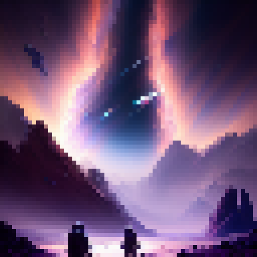 Three brave space travelers stand atop a rocky planet, surrounded by swirling clouds and vibrant galaxies, as a colossal triangle with the all-seeing Eye of Providence gazes upon them; a vector logo rendered in stunning HD with a space wave style that blends realism and fantasy RPG elements, while the text proclaims "Universe is Wise."