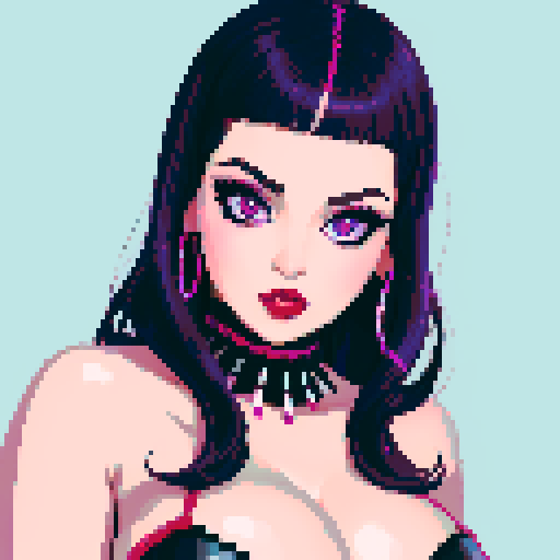 curvy, cute, goth girl,  black hair, purple eyeshadow, red lipstick. wearing bikini. glamour shot.  