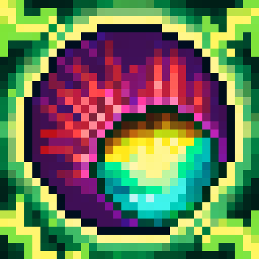 Craft a bubbling, neon green mana potion in a 32x32 pixel art style with intricate details and glowing highlights, featuring a close up portrait of a skilled alchemist mixing ingredients in a mystical cauldron.